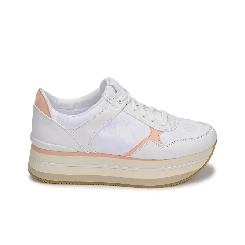GUESS Abrasion Resistant Low Top Skateboard Shoes Women's White Pink-5
