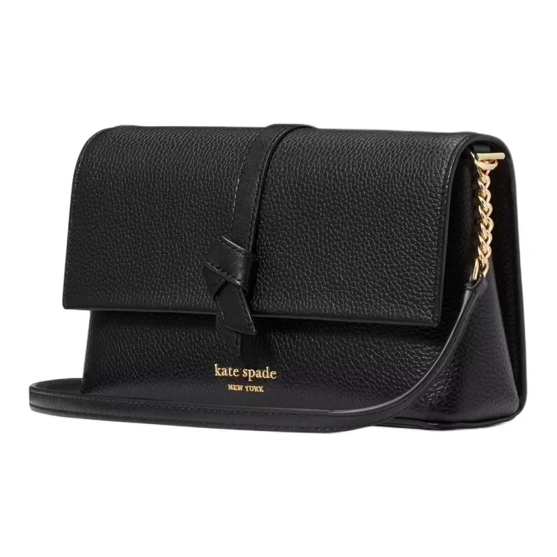 Kate Spade Knott Eggstone Leather Shoulder Bag Crossbody Bag Women's Black-1