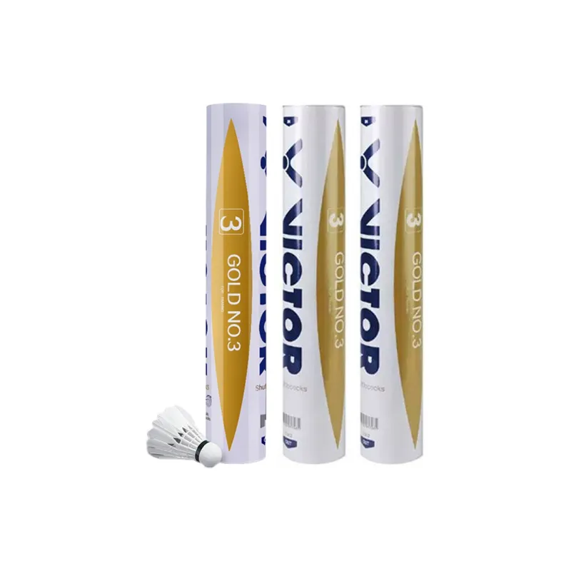 VICTOR Golden Yellow Collection Duck Feather Shuttlecock 12 Pack Water Duck Feather Training Match Shuttlecocks-4