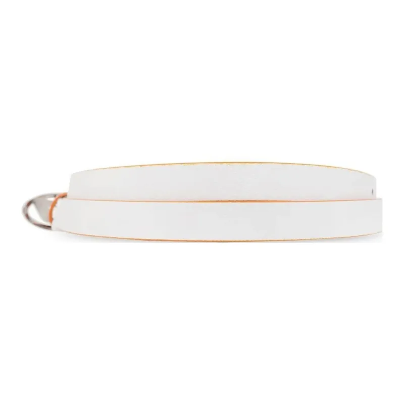 DIESEL Badge Logo Leather Belts Women's White 1.5CM-1