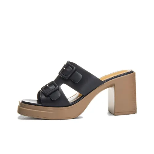 POOQ Slide Slippers Women's Black/Beige