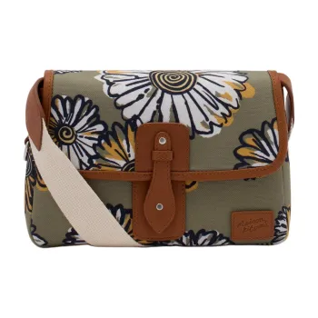 Maison Kitsune Canvas With Leather Canvas Bag Shoulder Bag Crossbody Bag Women's Khaki Green