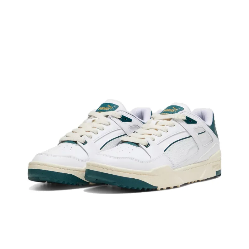 PUMA Slipstream G Cushioned Wear Resistant Breathable Lightweight Low Top Golf Shoes Men's White Green-2