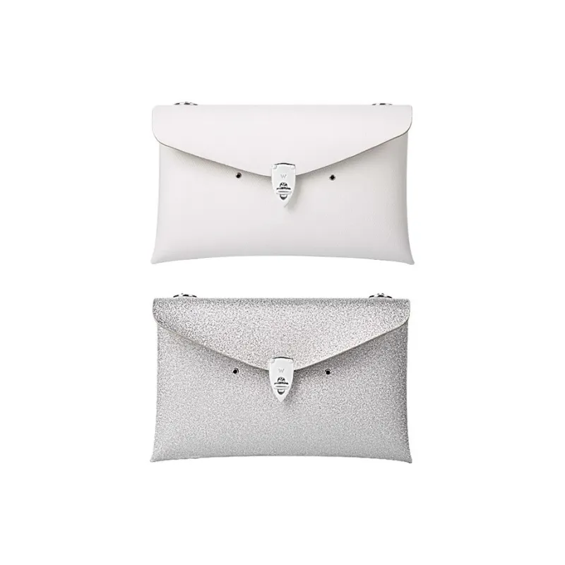 WANACCESSORY Cow Leather Crossbody Handbag, Shoulder Bag Trumpets Women's Snow Mountain White/Silver Flash-2