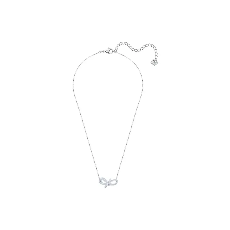 Swarovski Lifelong Bow Artificial Crystal Necklaces Women's Silver-4