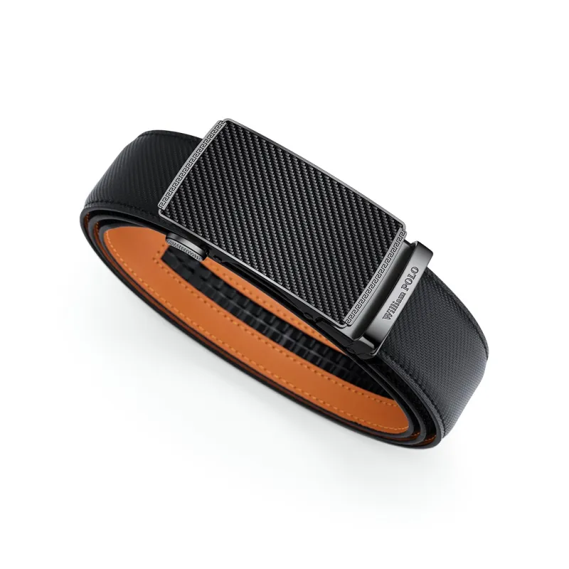 WilliamPOLO Cow Leather Leather Belts Men's Gunmetal 3.5cm-2