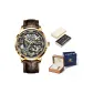 Brown Leather Gold Case Gray Dial