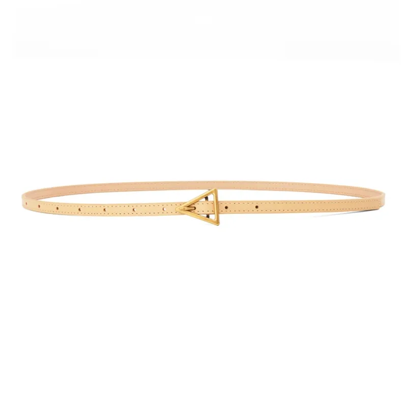 Cows Reign Vintage Triangle Pin Buckle Thin Top Grain Cow Leather Fashion Decoration Belt Leather Belts Women's-16