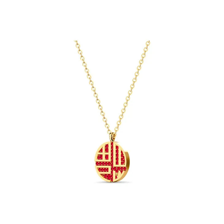 Swarovski Full Blessing Gold Tone Plated Necklaces Women's Red-1