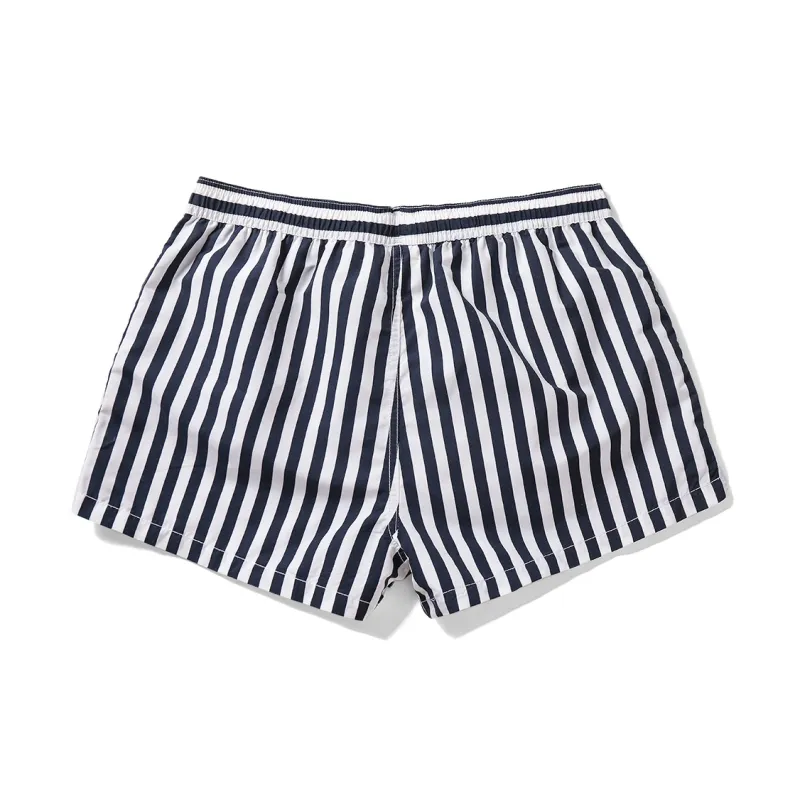 GAILANG Beach Shorts Men's Black White Stripes-1