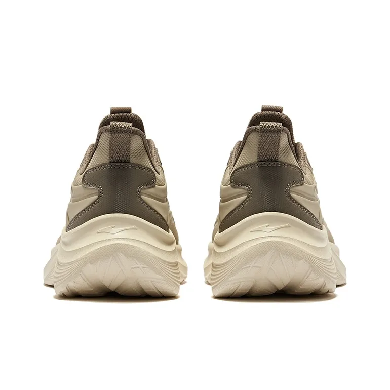 Erke Singing Gulls Cushioning Wear-Resistant Low-Top Running Shoes Men's Light Linen Brown Stone-4