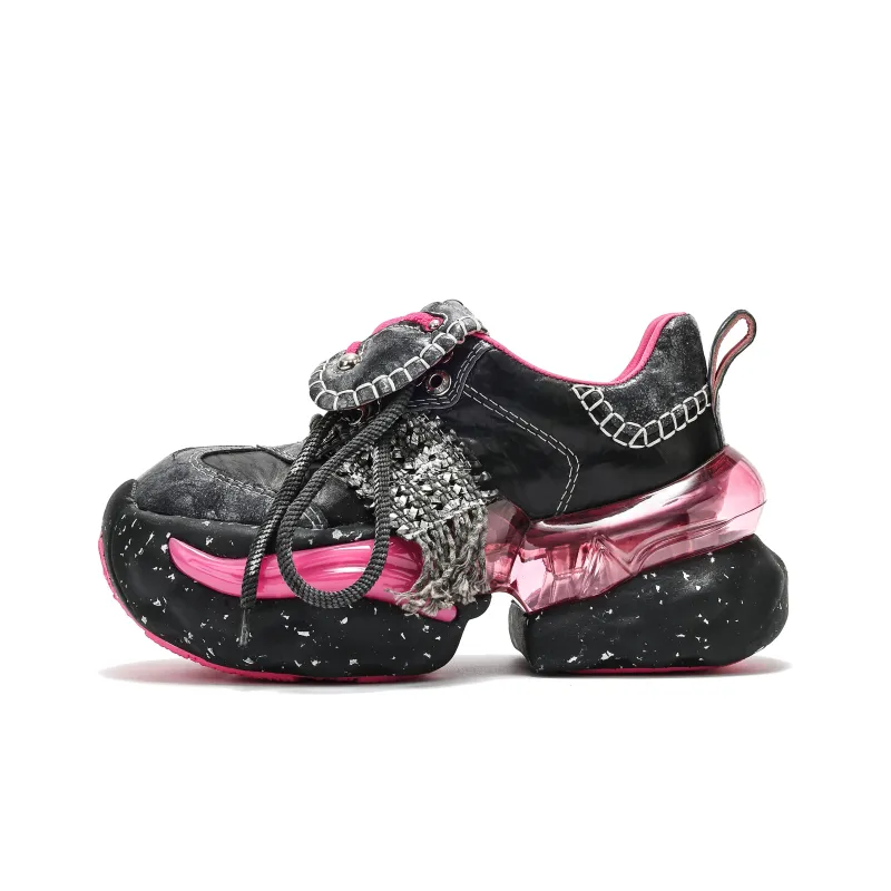VINYVIOLA Cushioned Wear-Resistant Height Increasing Low-Top Chunky Sneakers Women's-10