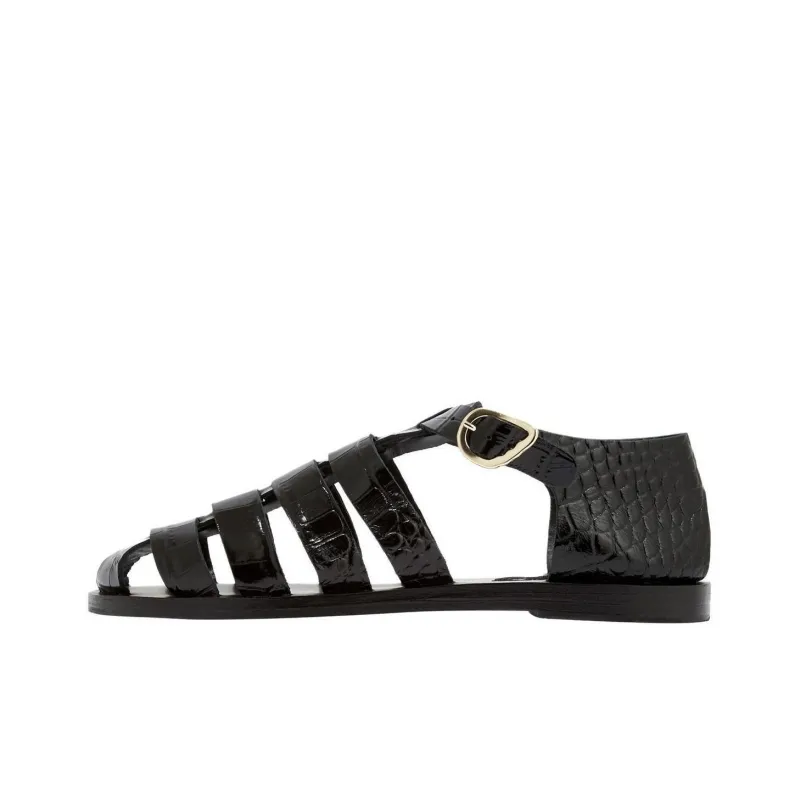 Ancient Greek Sandals Homeria Embossed-crocodile Sandals-0