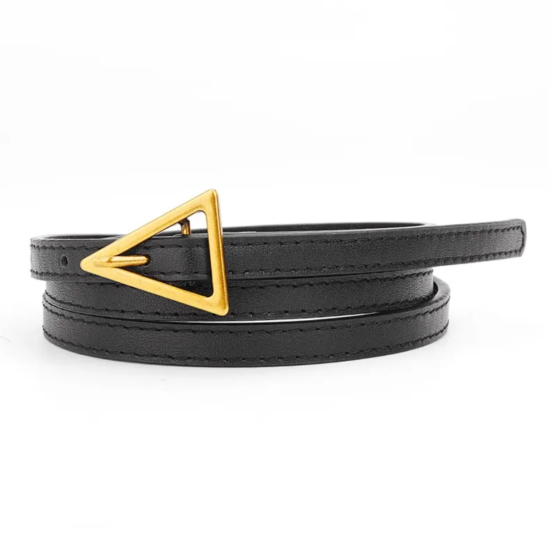 Cows Reign Vintage Triangle Pin Buckle Thin Top Grain Cow Leather Fashion Decoration Belt Leather Belts Women's-1