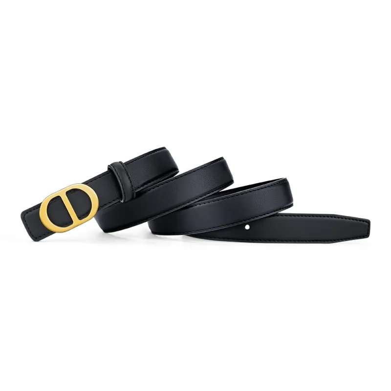 WilliamPOLO Cow Leather Leather Belts Women's Black 2.4cm Width-3