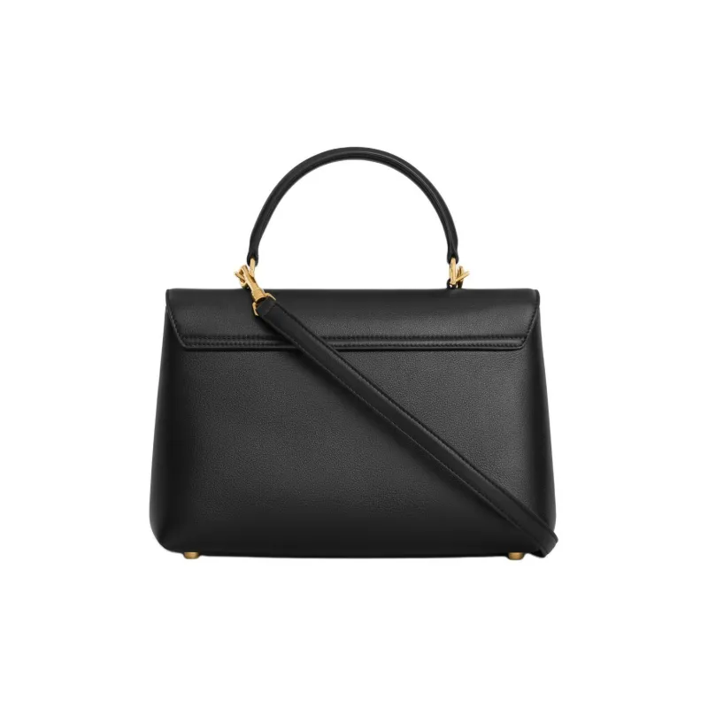 CELINE Cow Leather Shoulder Bag, Crossbody Bag, Handbag Medium Size Women's Black-2