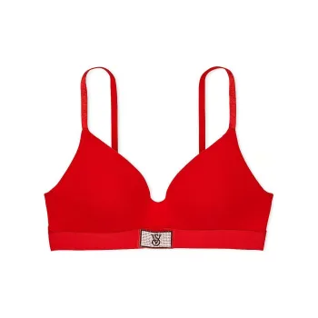 Victoria's Secret PINK THE T SHIRT Shine Patch T Shirt Wireless Bra/Lipstick Bra Women's Red