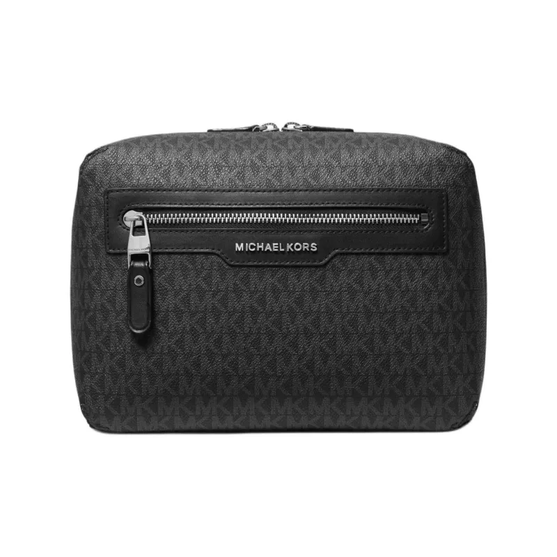 MICHAEL KORS Hudson Artificial Leather Toiletry Bag Men's Black-0