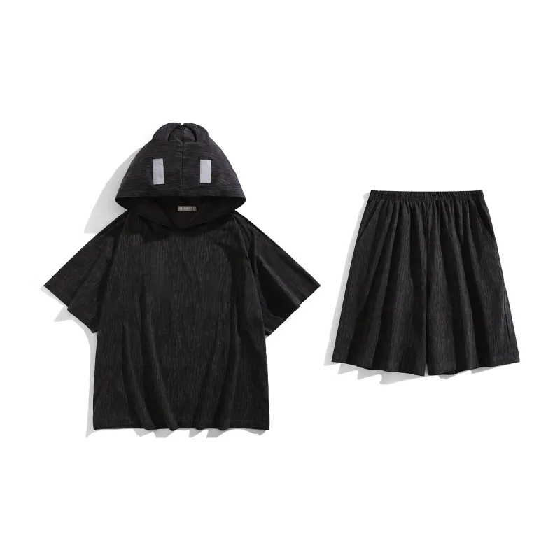 Same Language Pajama Set Men's Carbon Black Wood Grain-0