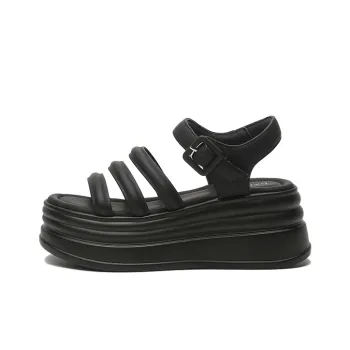 DAPHNE Strap Sandals 7.2cm Women's Black/Beige