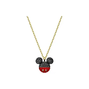 Swarovski Mickey And Minnie Faux Crystal Stone Collarbone Chain Women's Gold