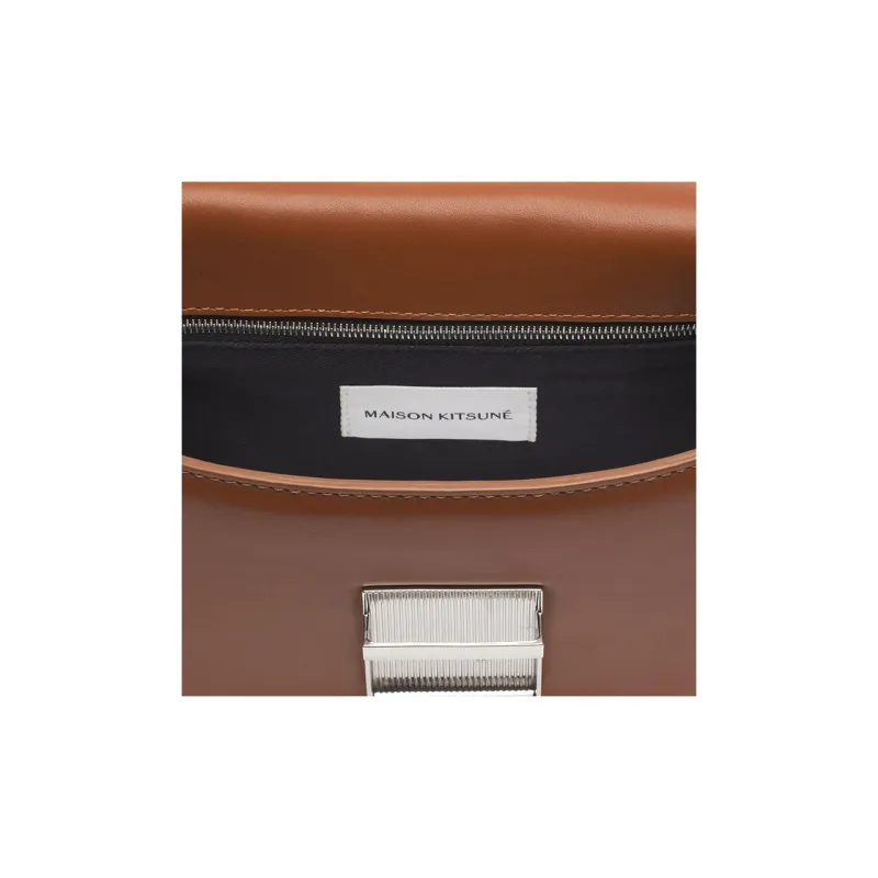 Maison Kitsune Cow Leather Shoulder Bag Crossbody Bag Women's Brown-4