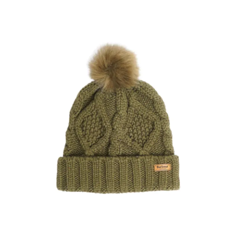 BARBOUR Acrylic Beanies Women's Olive-1