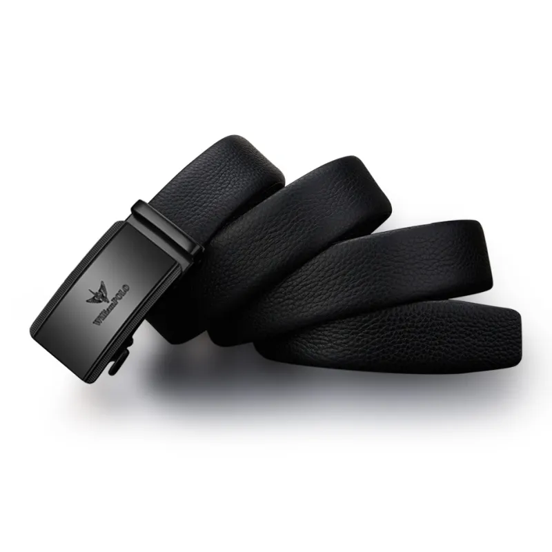 WilliamPOLO Top Grain Cow Leather Leather Belts Men's Black 3.5cm Width-2