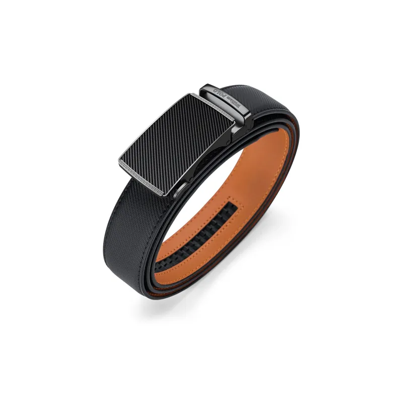 WilliamPOLO Cow Leather Leather Belts Men's Gunmetal 3.5cm-5