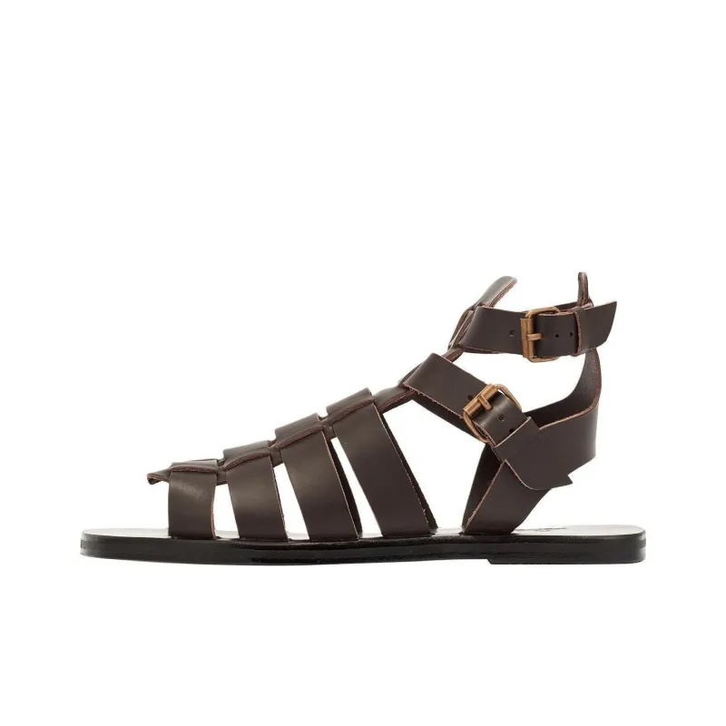 ANCIENT GREEK SANDALS Alexandros Roman Sandals Men's Dark Brown-0