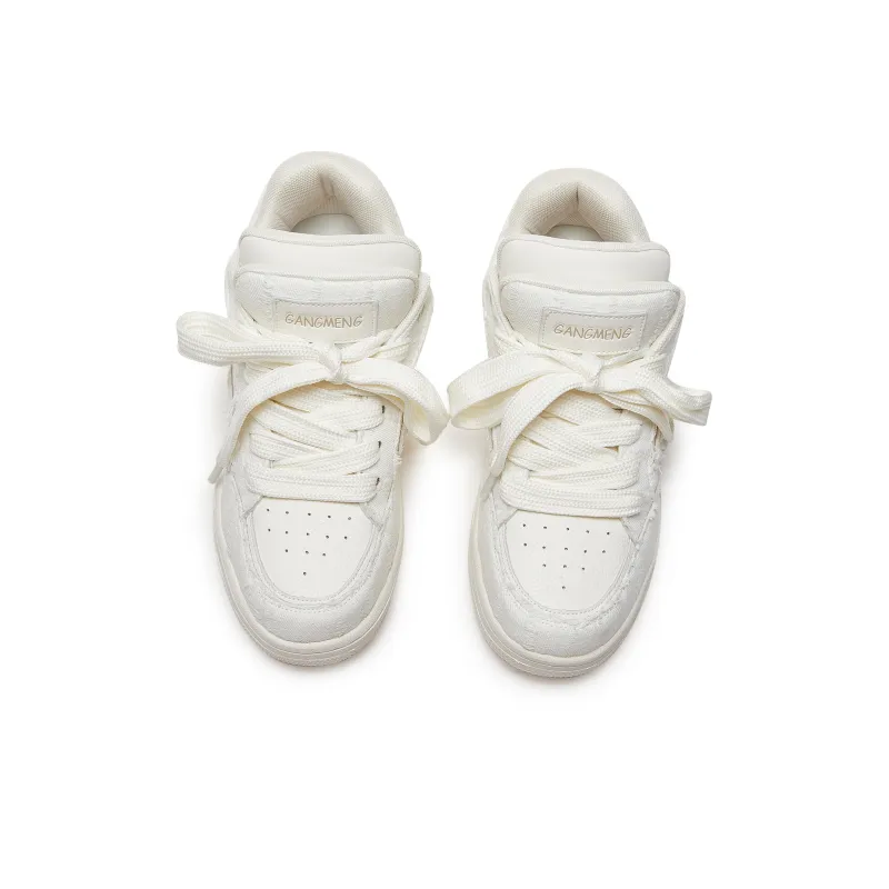 Hong Kong Meng Anti Slip Wear Resistant Low Top Skateboard Shoes Unisex White-3