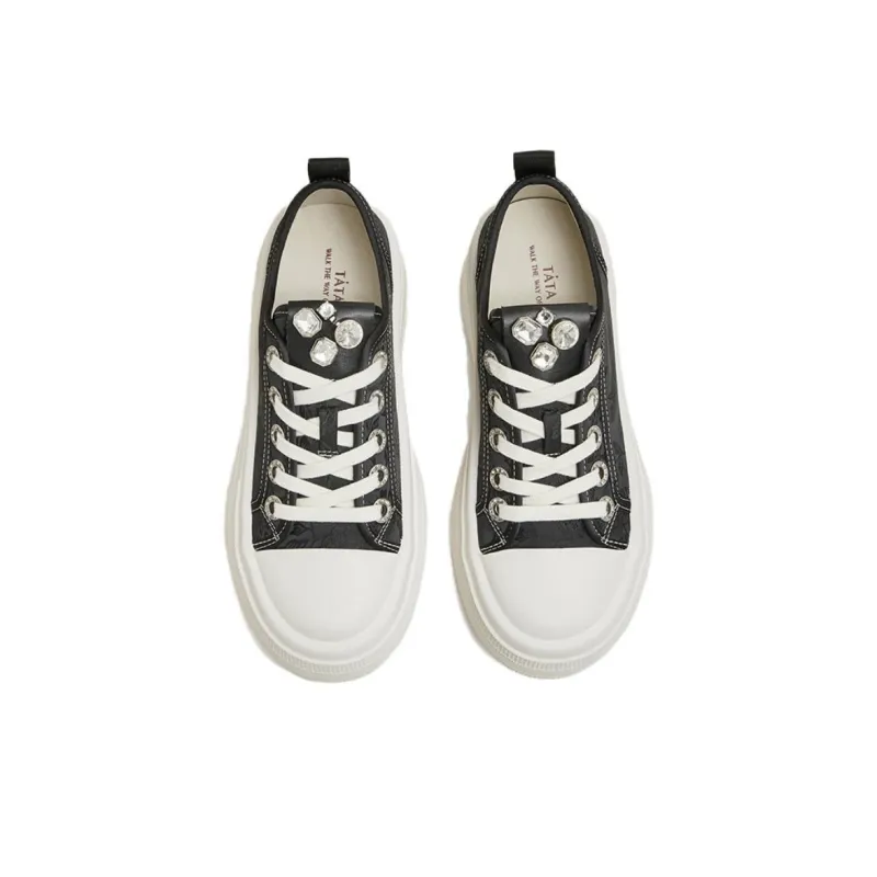 TATA Skateboard Shoes Women's Low Top Solid Color-8