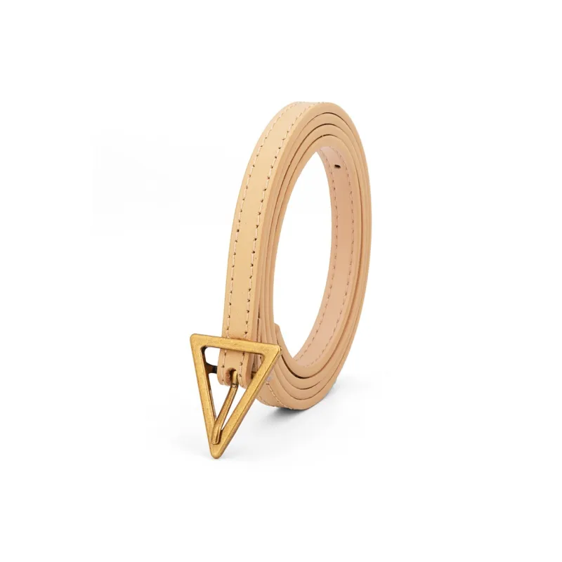 Cows Reign Vintage Triangle Pin Buckle Thin Top Grain Cow Leather Fashion Decoration Belt Leather Belts Women's-13