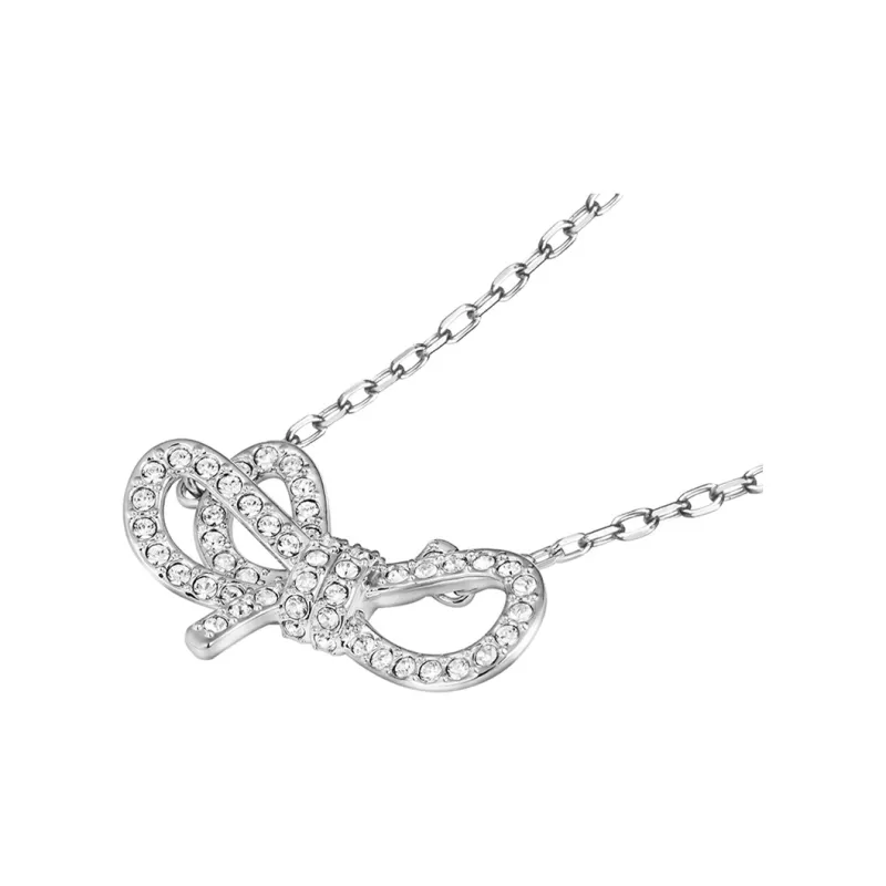 Swarovski Lifelong Bow Artificial Crystal Necklaces Women's Silver-1
