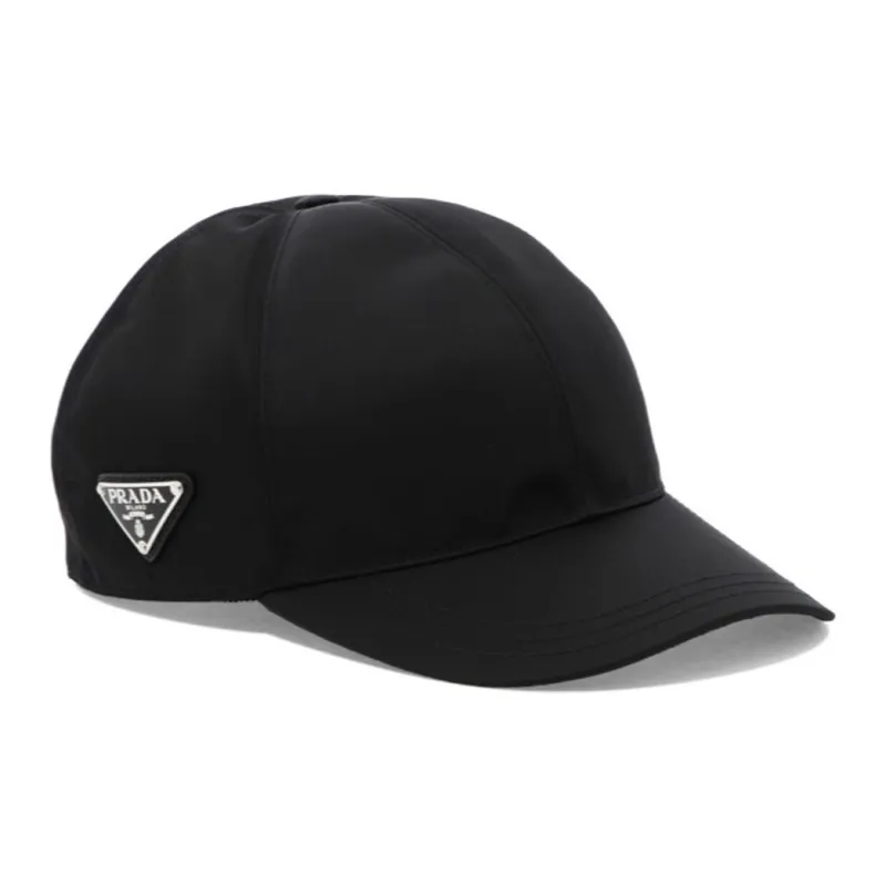 PRADA Recycled Nylon Baseball Caps Men's Black-2