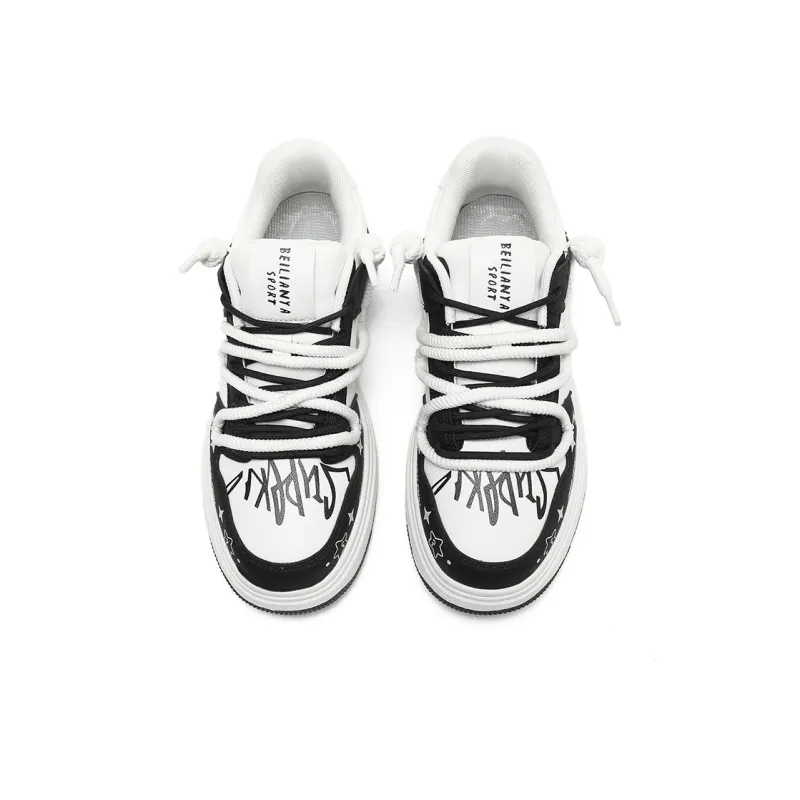 BEILIANYA Skateboard Shoes Unisex Low Top White/White Black/Moonlight Blue/Navy Blue/Mismatched/White Black All Over Print-3