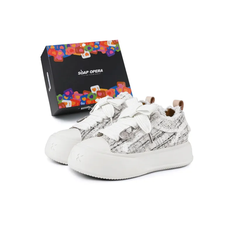 SOAP OPERA Basic Collection Skateboard Shoes Unisex Low Top White/Gray-5