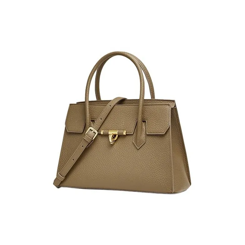Tata PU One Shoulder Handbag Small Size Women's Brown/White-1
