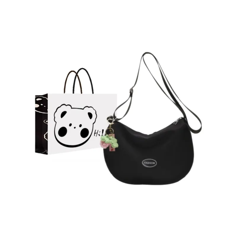 NX DOUGHNUT Canvas Bag, Crossbody Bag Women's Ecru With Charm/Black With Charm/Pink With Charm-10
