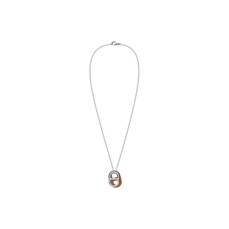 HERMES O'Maillon Palladium Plated Necklaces Unisex Silver/Gold Brown-1