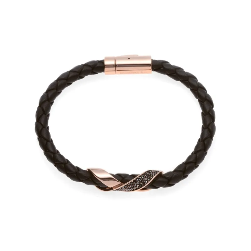 Swarovski Crystal Bracelets Men's Rose Gold-Tone Plated/Black-1