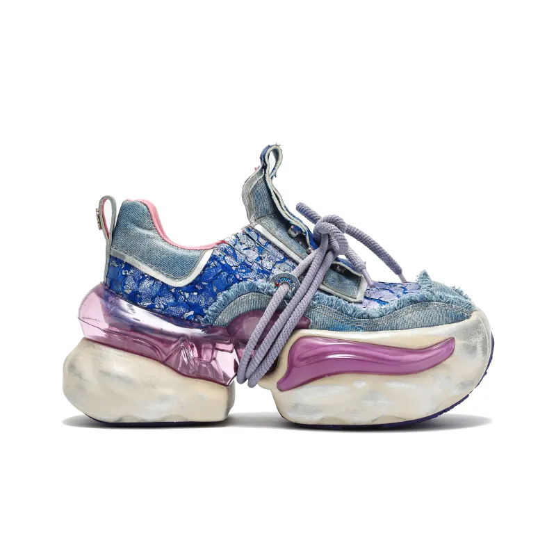 VINYVIOLA Cushioned Wear-Resistant Height Increasing Low-Top Chunky Sneakers Women's-16