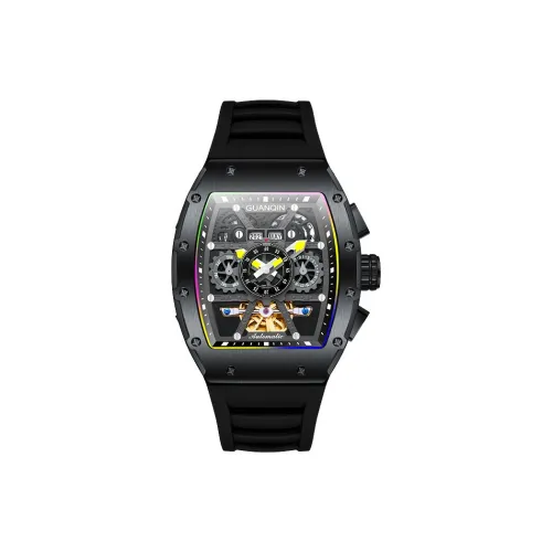 GUANQIN GUANQIN GJ16197 Automatic Mechanical Movement Silicone Strap Watch Men's Watches Cut Out Dial