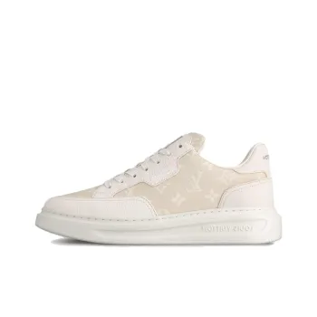 LOUIS VUITTON Beverly Hills Low Top Skateboard Shoes Men's Beige