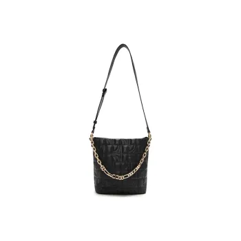 ELLE Cow Leather Crossbody Bag Regular Women's Black/Ivory White