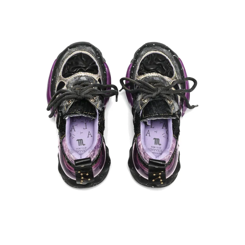 VINYVIOLA Cushioned Wear-Resistant Height Increasing Low-Top Chunky Sneakers Women's-4