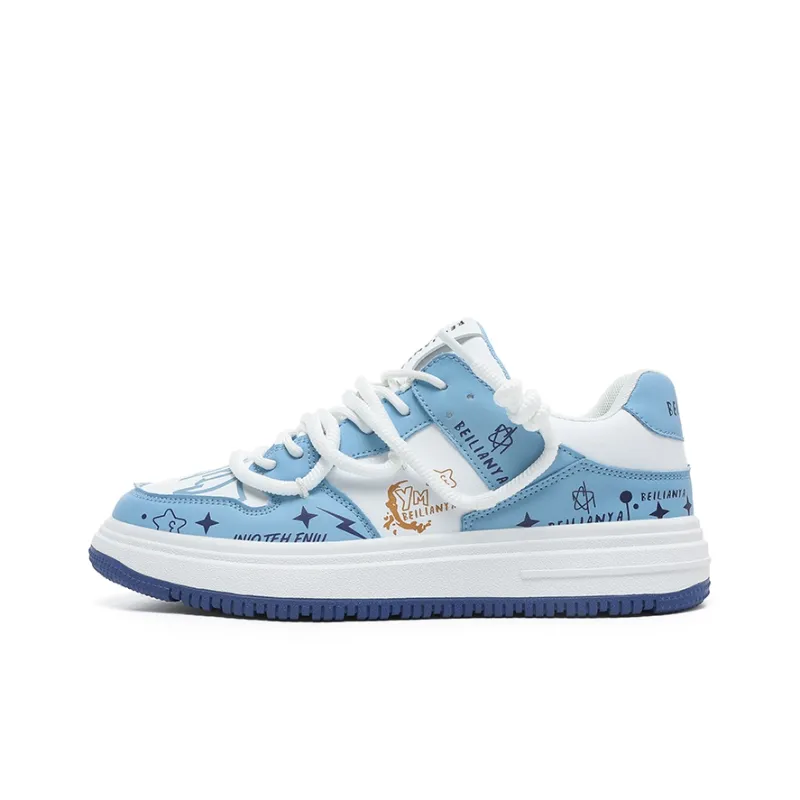 BEILIANYA Skateboard Shoes Unisex Low Top White/White Black/Moonlight Blue/Navy Blue/Mismatched/White Black All Over Print-10