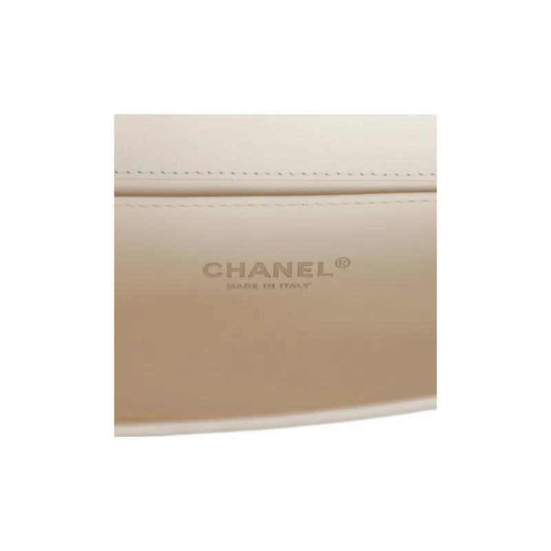 CHANEL Caviar Leather Shoulder Bag, Crossbody Bag Medium Size Women's White-8