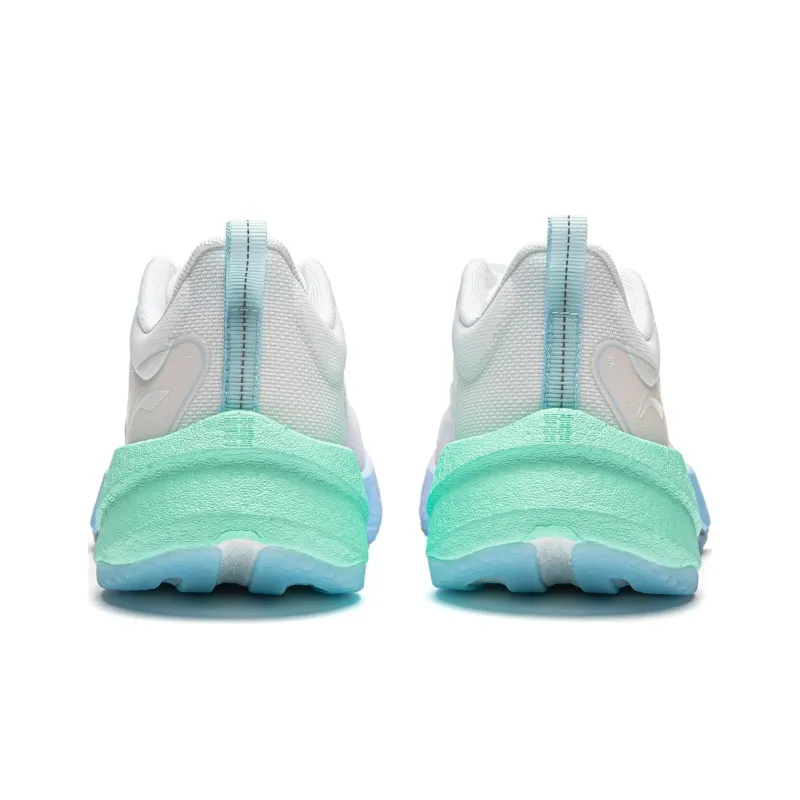 LiNing Super Light 21 Cushioned Slip Resistant Abrasion Resistant Breathable Low Top Running Shoes Women's White Blue-4