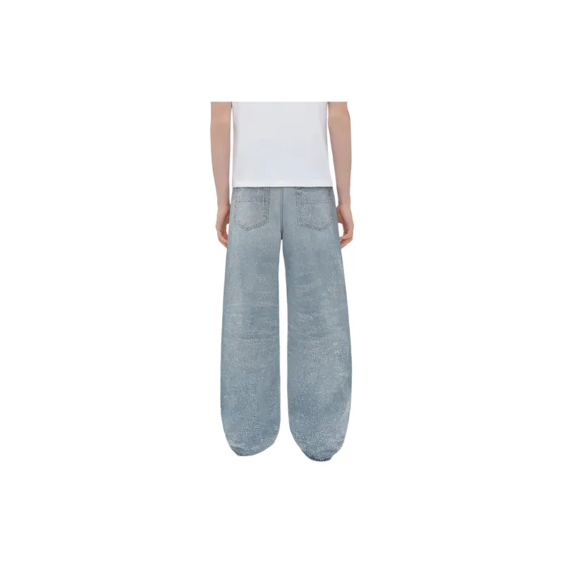 AMIRI Crystal Embellished Repaired Baggy Jean Jeans Men's Blue-1